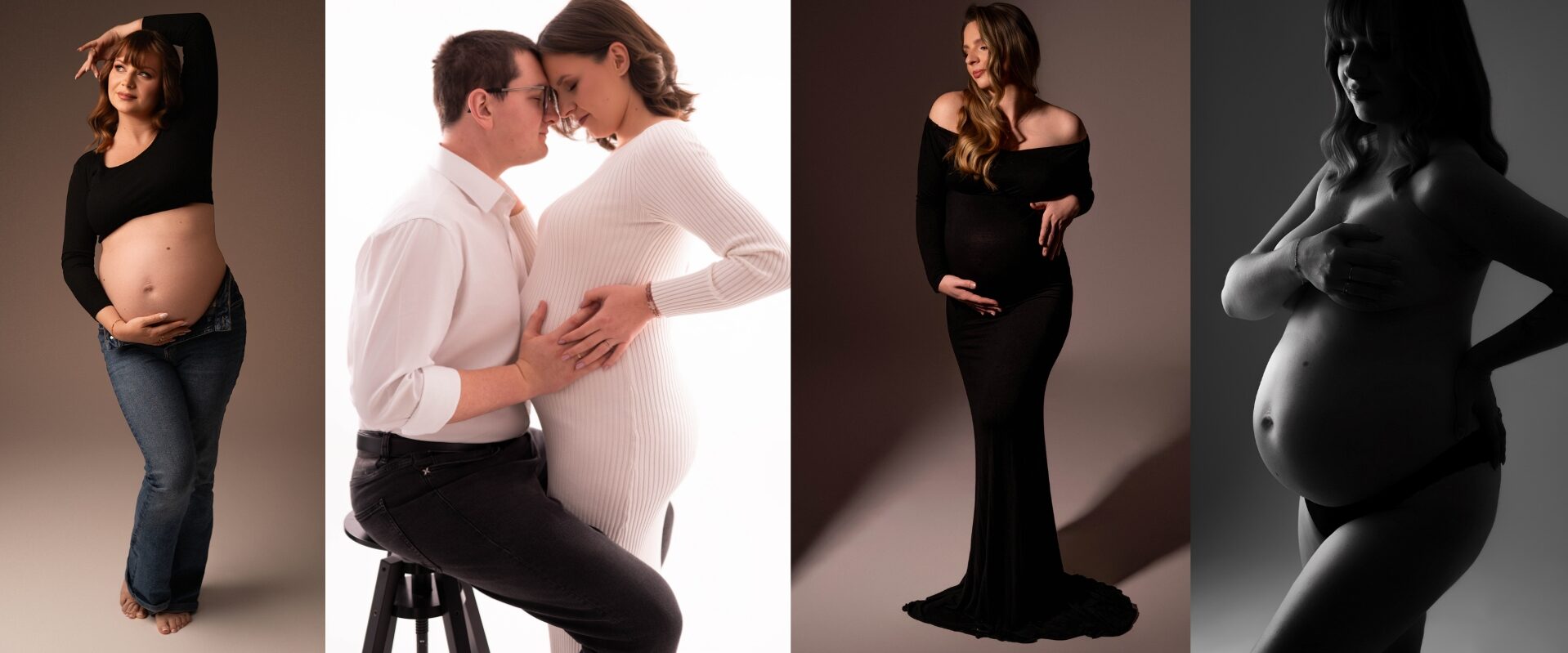 sesja ciążowa, kobieta w ciąży, przyszli rodzice, oczekiwanie na dziecko, studio fotograficzne