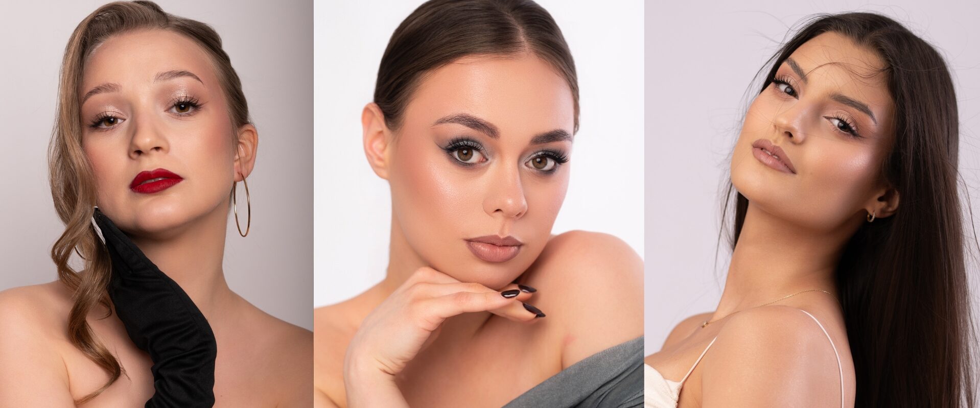 makijaż, makeup, piękne kobiety, smokey eyes, nude makeup, czerwone usta, red lips
